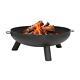 1x Round Iron Fire Pit 99cm Black Outdoor Garden Patio Heater Wood Log Burner