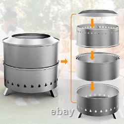 21 Smokeless Fire Pit Stainless Steel Camping Stove for Outdoor Wood Burning