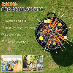 23 Large Round Steel Fire Pit Garden Patio Camping Heater Burner Bowl BBQ Gril