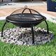 23 Round Fire Pit Folding Lag Patio Garden Outdoor Camping Heater Log Burner