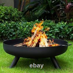 24 Round Fire Pit Folding Patio Garden Bowl Outdoor Camping Heater Log Burner