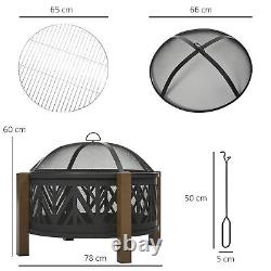 2-in-1 Outdoor Fire Pit Bowl with BBQ Grill Grate 30 Spark Screen Cover