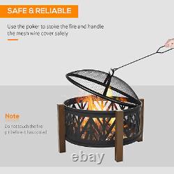 2-in-1 Outdoor Fire Pit Bowl with BBQ Grill Grate 30 Spark Screen Cover