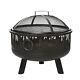 2-in-1 Outdoor Fire Pit With Cooking Grate Steel Bbq Grill Spark Screen Cover