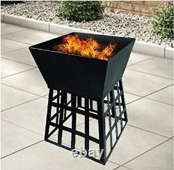 2in1 Black Fire Pit Square Log Heater Patio Garden Outdoor Table Top BBQ Camping