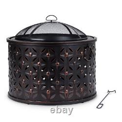 2in1 Fire Pit Outdoor BBQ Firepit Brazier Garden Stove Patio Heater Grill Wood