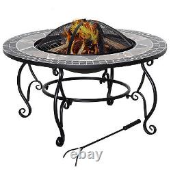 3 in 1 80cm Outdoor Fire Pit Patio Heater Cooking BBQ Grill Table Poker Screen