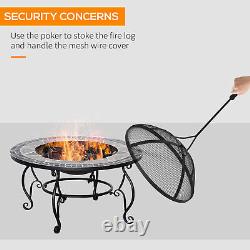 3 in 1 80cm Outdoor Fire Pit Patio Heater Cooking BBQ Grill Table Poker Screen