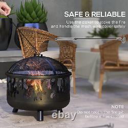 61.5cm 2-In-1 Outdoor Fire Pit & Firewood BBQ Manual Garden Cooker Heater