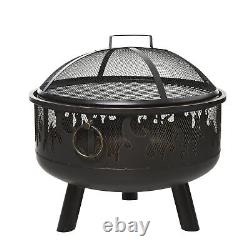 61.5cm 2-In-1 Outdoor Fire Pit & Firewood BBQ Manual Garden Cooker Heater