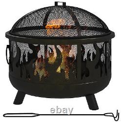 61.5cm 2-In-1 Outdoor Fire Pit & Firewood BBQ Manual Garden Cooker Heater