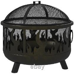 61.5cm 2-In-1 Outdoor Fire Pit & Firewood BBQ Manual Garden Cooker Heater