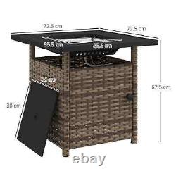 72.5 x 72.5cm 50,000 BTU Fire Pit Table, with Cover Brown