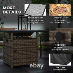 72.5 x 72.5cm 50,000 BTU Fire Pit Table, with Cover Brown