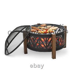 78cm 2-In-1 Outdoor Fire Pit & Firewood BBQ Manual Garden Cooker Heater