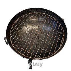 80cm Large Fire Pit BBQ Indian Fire Bowl With Stand & Grill