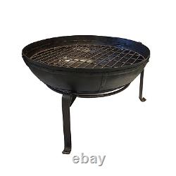 80cm Large Fire Pit BBQ Indian Fire Bowl With Stand & Grill