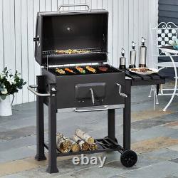 Anthracite BBQ Barbecue Charcoal Trolley Stainless Grill Stand Fire Pit Outdoor
