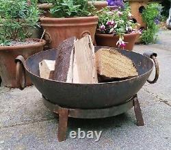 BBQ Fire Pit Kadai Steel Cooking Bowl 60cm Diameter Authentic Hand Made Karai