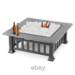 Bbq Fire Pit Square Outdoor Garden Patio Heater Brazier Grill Firepit Bowl Stove