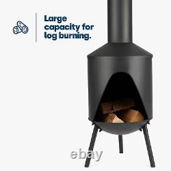 Black Chimenea BBQ Garden Patio Heater Fire Pit Outdoor Chimnea Steel Log Store