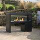 Black Fire Pit Table Garden Outdoor Heater Tabletop Fireplace Stove Firepit