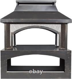 Camino Black Steel Outdoor Garden Log Burner Burning Fire Pit Chiminea Heater St