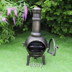 Chimenea Outdoor Heater Patio Garden Fire Pit Burner Bronze Cast Iron Chiminea