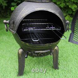 Chimenea Outdoor Heater Patio Garden Fire Pit Burner Bronze Cast Iron Chiminea