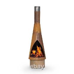 Chiminea Fire Pit, Outdoor, Conical Corten Steel
