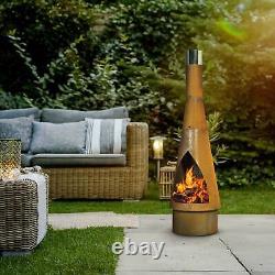 Chiminea Fire Pit, Outdoor, Conical Corten Steel