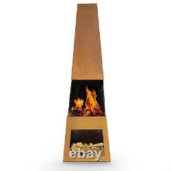 Chiminea Fire Pit, Outdoor, Wood Storage Corten Steel