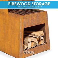 Chiminea Fire Pit, Outdoor, Wood Storage Corten Steel