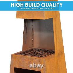 Chiminea Fire Pit, Outdoor, Wood Storage Corten Steel