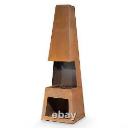 Chiminea Fire Pit, Outdoor, Wood Storage Corten Steel