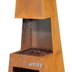 Chiminea Fire Pit, Outdoor, Wood Storage Corten Steel