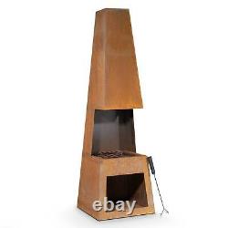 Chiminea Fire Pit, Outdoor, Wood Storage Corten Steel