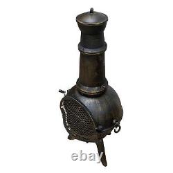 Chiminea Outdoor Patio Heater Garden Log Fire Pit Burner Wood Cast Iron Chimney