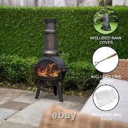 Chiminea Outdoor Patio Heater Garden Log Fire Pit Burner Wood Cast Iron Chimney