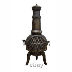 Chiminea Outdoor Patio Heater Garden Log Fire Pit Burner Wood Cast Iron Chimney