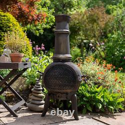 Chiminea Outdoor Patio Heater Garden Log Fire Pit Burner Wood Cast Iron Chimney