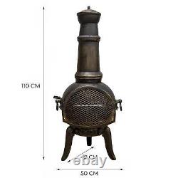 Chiminea Outdoor Patio Heater Garden Log Fire Pit Burner Wood Cast Iron Chimney