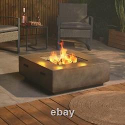 Concrete Effect Square Gas Smokeless Fire Pit Outdoor Grey MGO ED