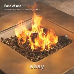 Concrete Effect Square Gas Smokeless Fire Pit Outdoor Grey MGO ED