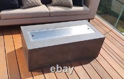 Concrete Gas Fire Pit Table 140/60/38 Full Set Burner+Lava rocks+Glass screen