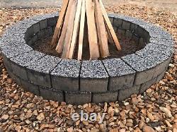 Dark gray granite fire pit stone DIY Garden Patio, fireplace very unique trapeze