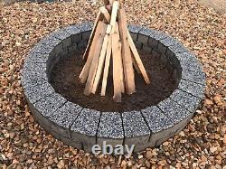 Dark gray granite fire pit stone DIY Garden Patio, fireplace very unique trapeze