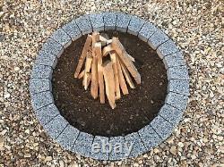 Dark gray granite fire pit stone DIY Garden Patio, fireplace very unique trapeze