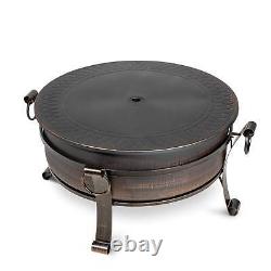 Dellonda 30 Deluxe 2-in-1 Outdoor Fire Pit & Coffee Table Antique Bronze Effect