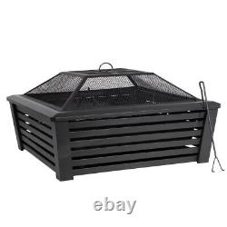 Dellonda DG43 35 Square Outdoor Fire Pit, Black